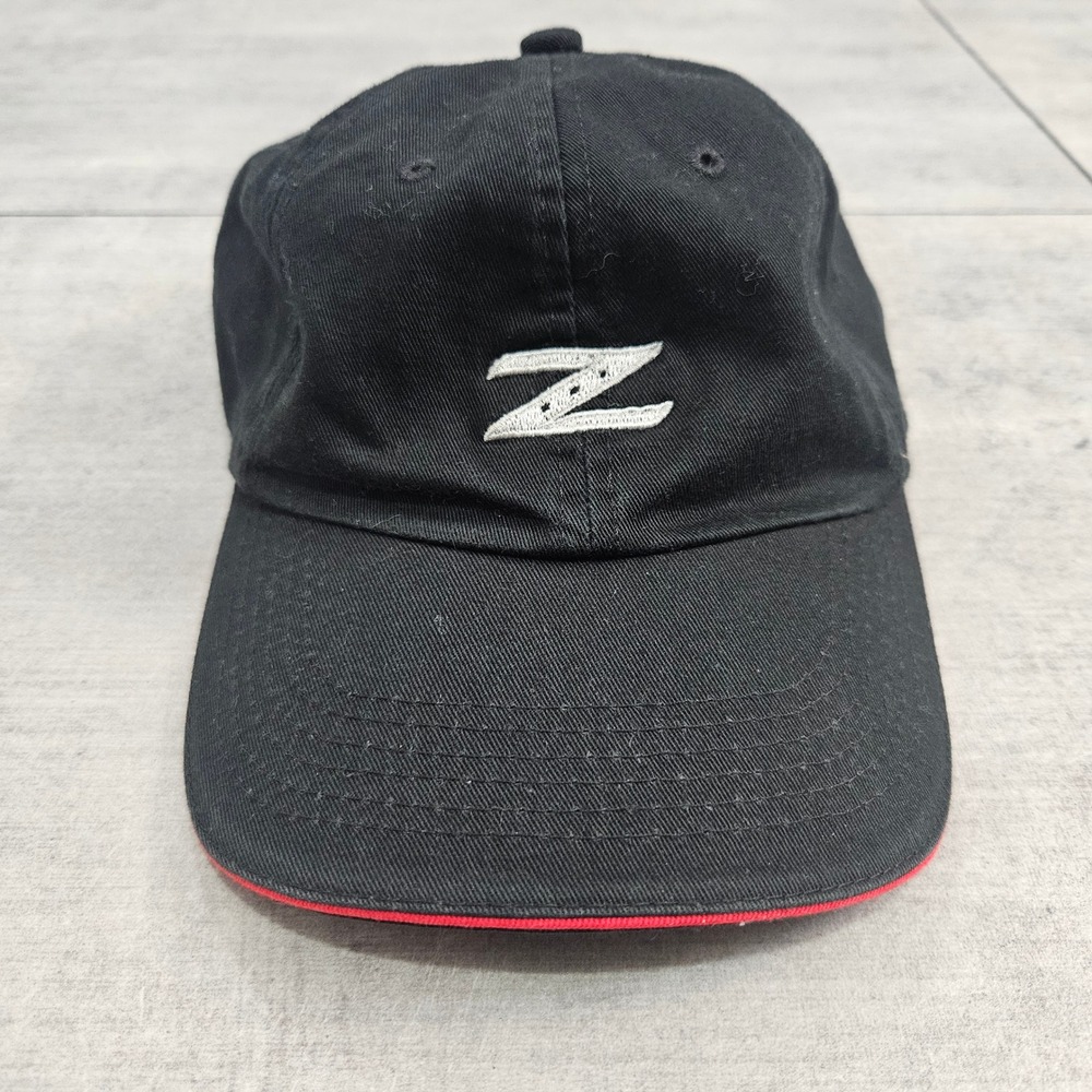 Vintage Nissan Z Sports Car Hat K-Products Black Red Adjustable Cap Made in USA